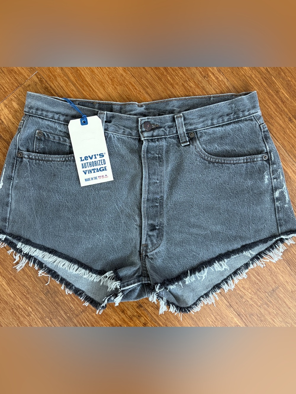 Levi's 501 Authorized Vintage Shorts Women's Grayish Black Denim Cutoffs 33W
